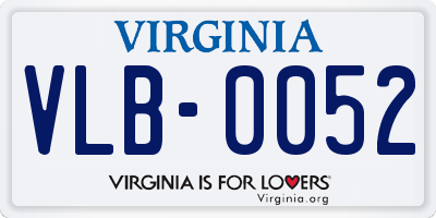 VA license plate VLB0052
