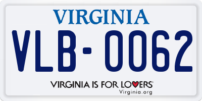 VA license plate VLB0062