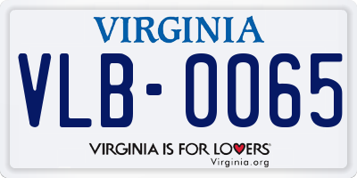 VA license plate VLB0065
