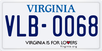 VA license plate VLB0068