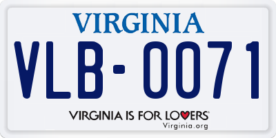 VA license plate VLB0071