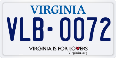 VA license plate VLB0072