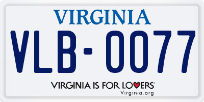 VA license plate VLB0077