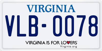 VA license plate VLB0078