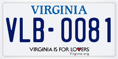 VA license plate VLB0081