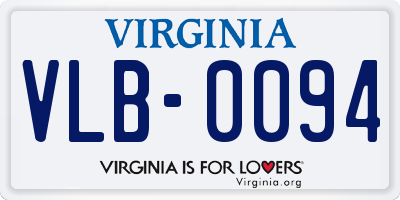 VA license plate VLB0094