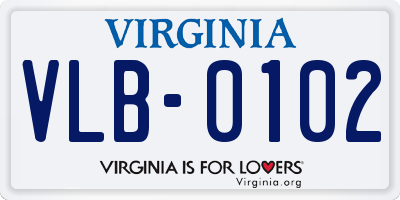 VA license plate VLB0102