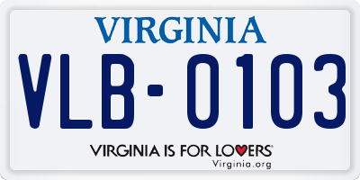 VA license plate VLB0103