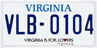VA license plate VLB0104