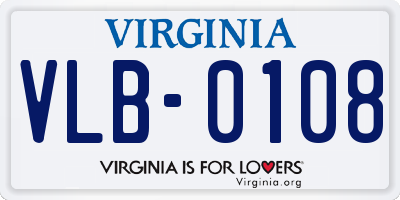 VA license plate VLB0108