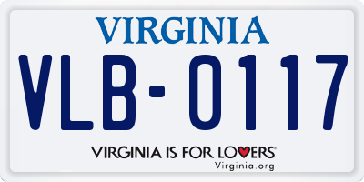 VA license plate VLB0117