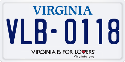 VA license plate VLB0118