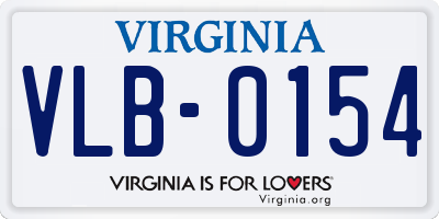 VA license plate VLB0154