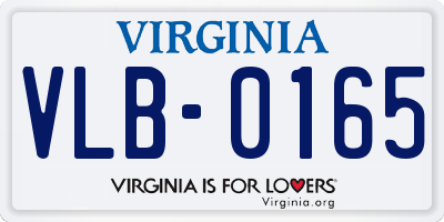 VA license plate VLB0165