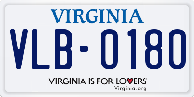 VA license plate VLB0180