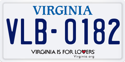 VA license plate VLB0182