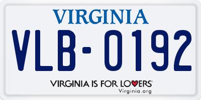 VA license plate VLB0192