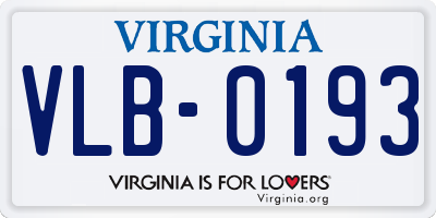 VA license plate VLB0193