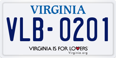 VA license plate VLB0201