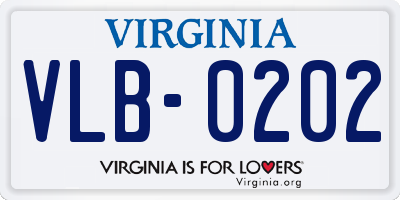 VA license plate VLB0202