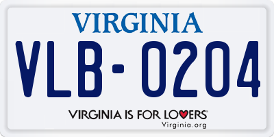 VA license plate VLB0204