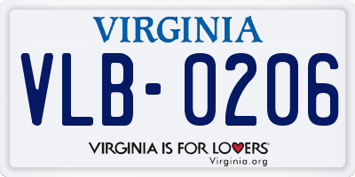 VA license plate VLB0206