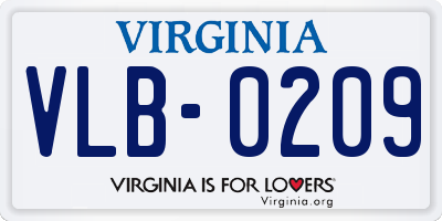 VA license plate VLB0209