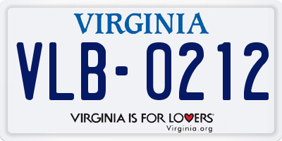 VA license plate VLB0212