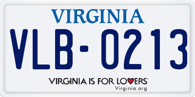 VA license plate VLB0213