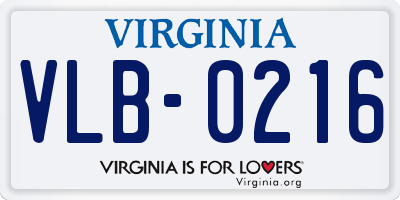 VA license plate VLB0216