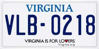 VA license plate VLB0218