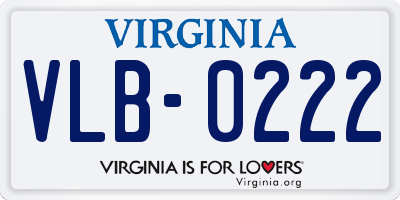 VA license plate VLB0222