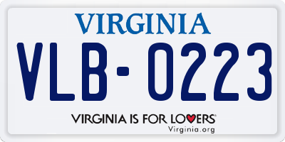 VA license plate VLB0223