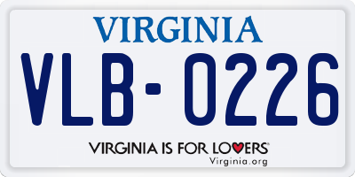 VA license plate VLB0226