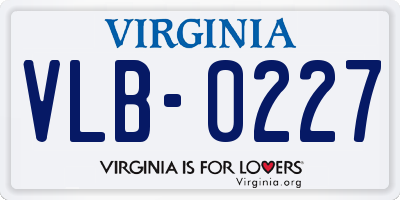 VA license plate VLB0227