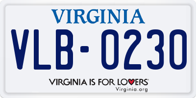 VA license plate VLB0230