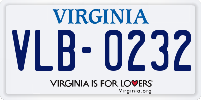 VA license plate VLB0232