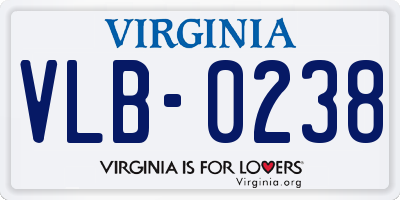 VA license plate VLB0238
