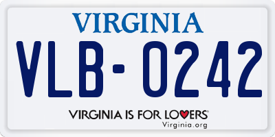 VA license plate VLB0242