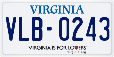 VA license plate VLB0243