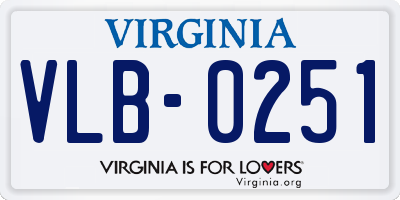 VA license plate VLB0251