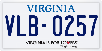 VA license plate VLB0257
