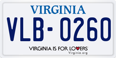 VA license plate VLB0260
