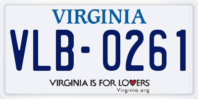 VA license plate VLB0261