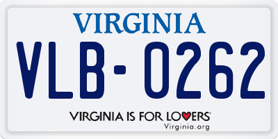 VA license plate VLB0262