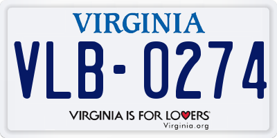 VA license plate VLB0274