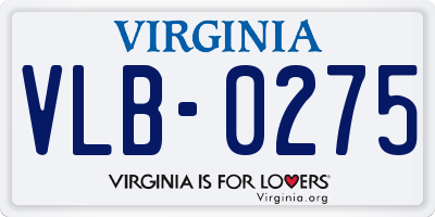 VA license plate VLB0275