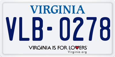VA license plate VLB0278