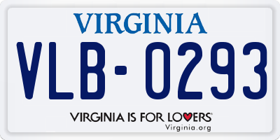 VA license plate VLB0293