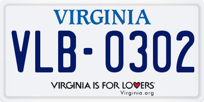 VA license plate VLB0302